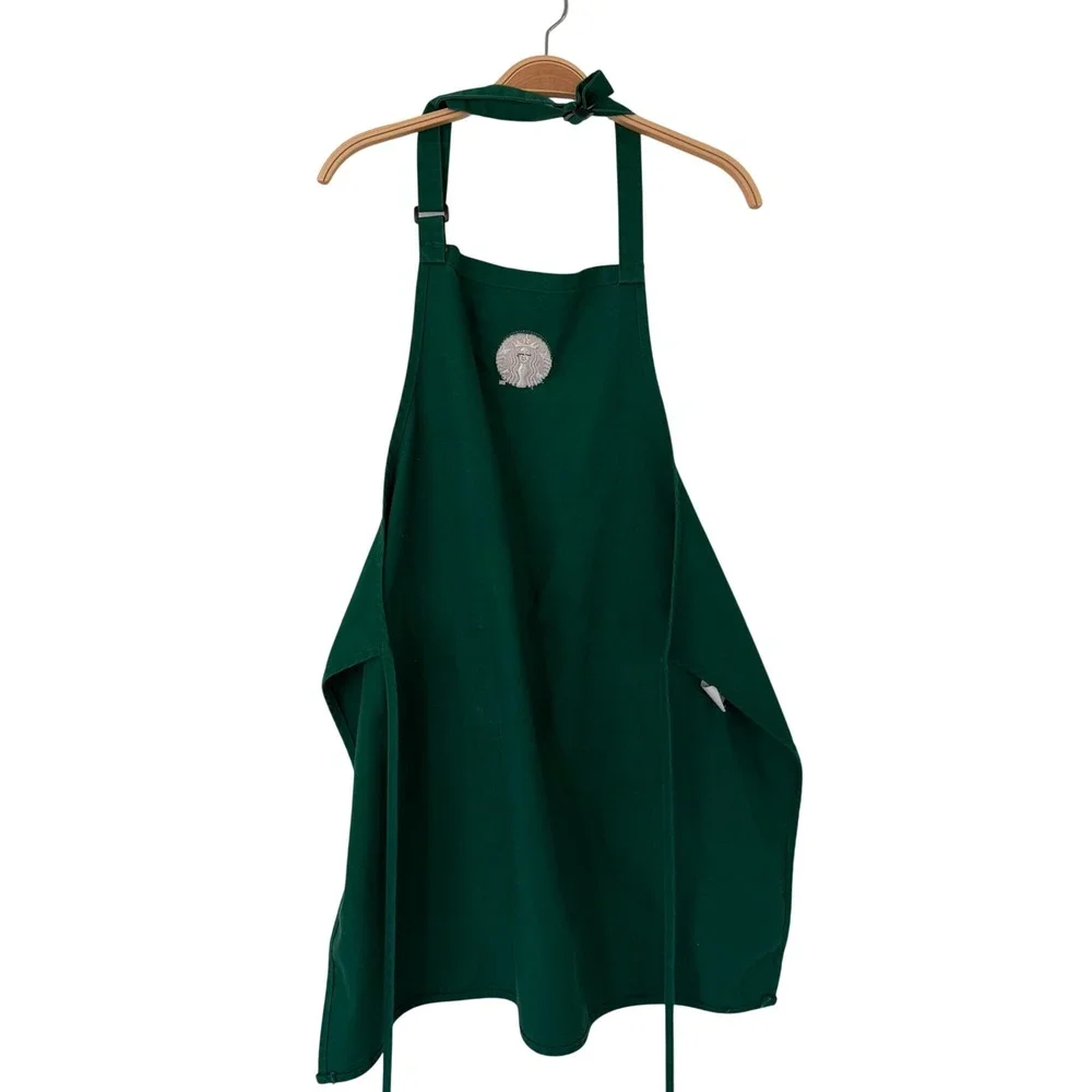 Starbucks Barista Green Bib Apron Embroidered Siren Logo Two Pockets Adjustable